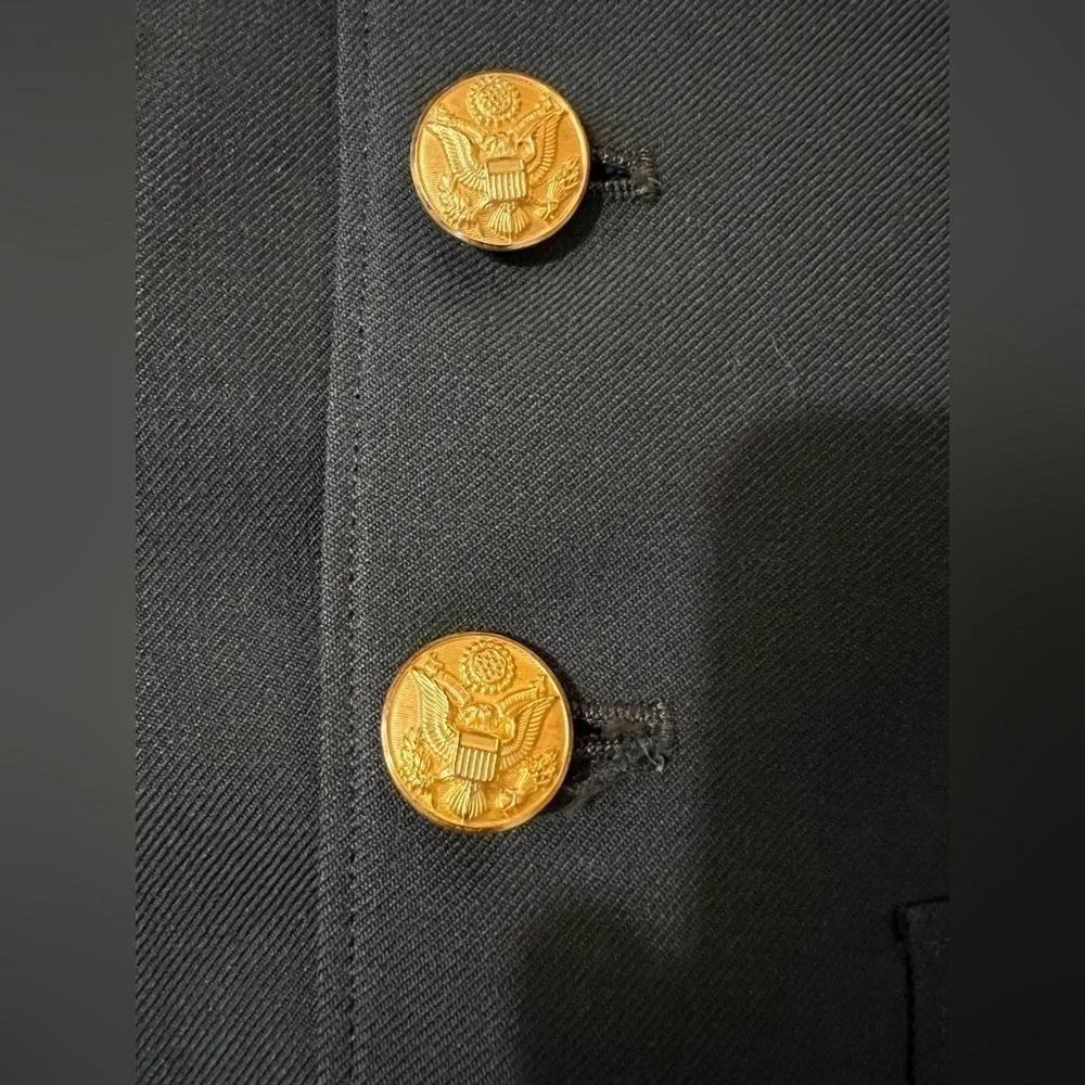 Men’s military jacket XL 38L long coat embroidered patched army green outerwear - Picture 5 of 15